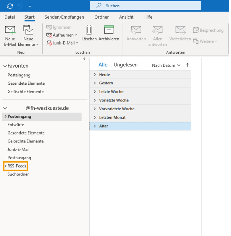 Outlook E-Mail-Navigationsbereich